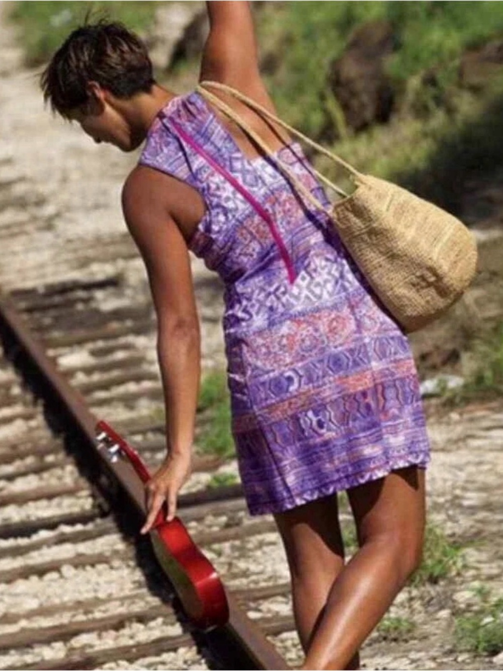 Title Nine Purple and Orange Patterned Tech Dress - Picture 3 of 7